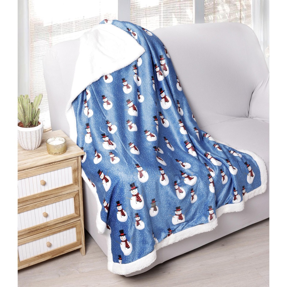 Dětská deka s beránkem Snowman, dárkové balení - modrá